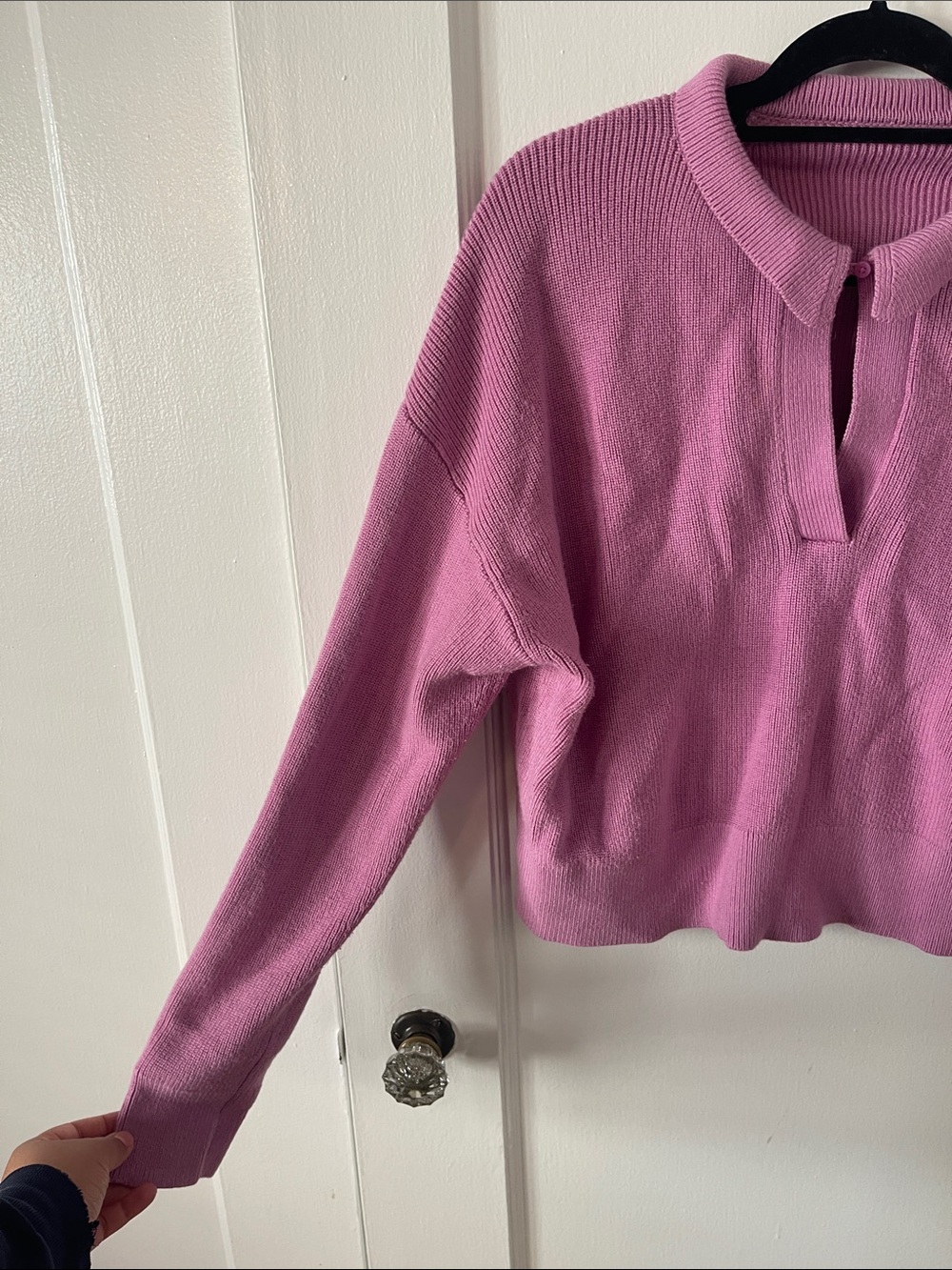 lululemon athletica Pink Collared Cropped Merino-Blend Sweater - Picture 4 of 9